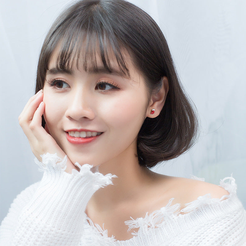 S925 Silver Earrings with Asymmetric Christmas Design