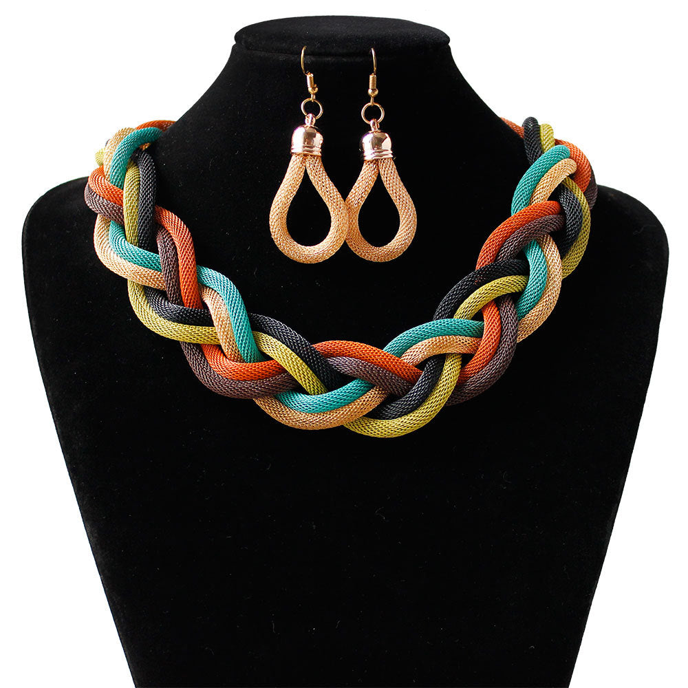 Handmade Bohemian Woven Rope Necklace Set