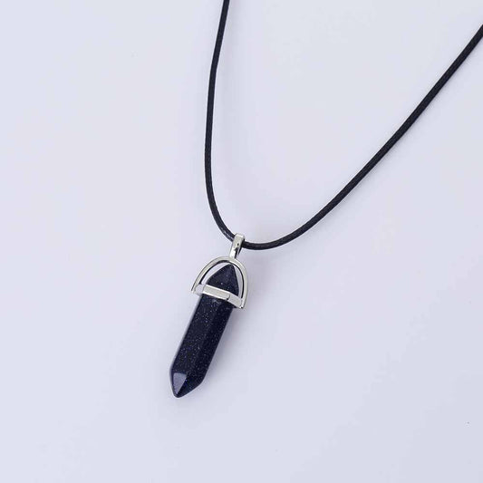 Hexagon Pendant Necklace with Natural Stone Tips