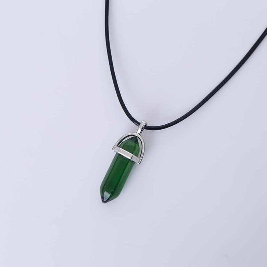 Hexagon Pendant Necklace with Natural Stone Tips