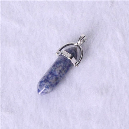 Quartz Point Pendant Natural Stone Bullet Hexagonal Necklace