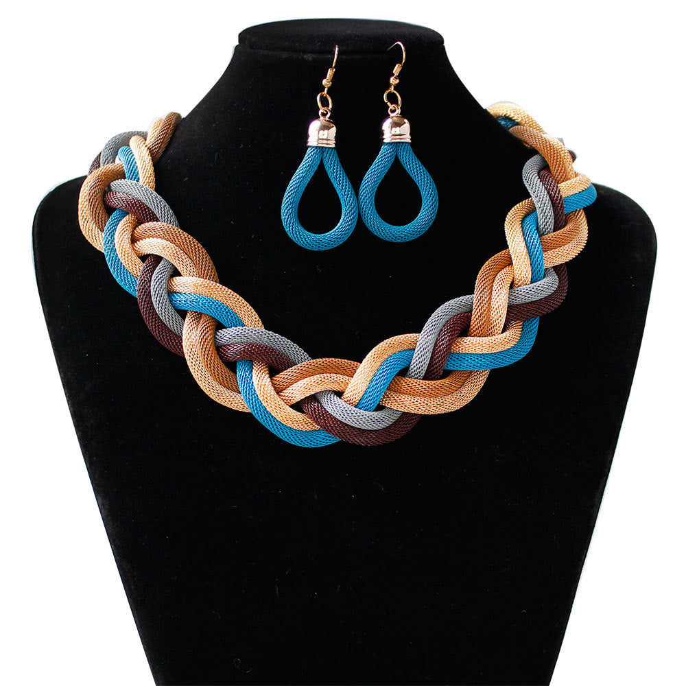 Handmade Bohemian Woven Rope Necklace Set