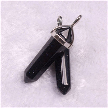 Natural Stone Crystal Agate Bullet Hexagonal Pendant