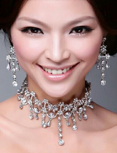 New Bride Necklace Red Set for Wedding Dress Accessories