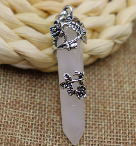 Natural Stone Crystal Hexagonal Pendant Necklace