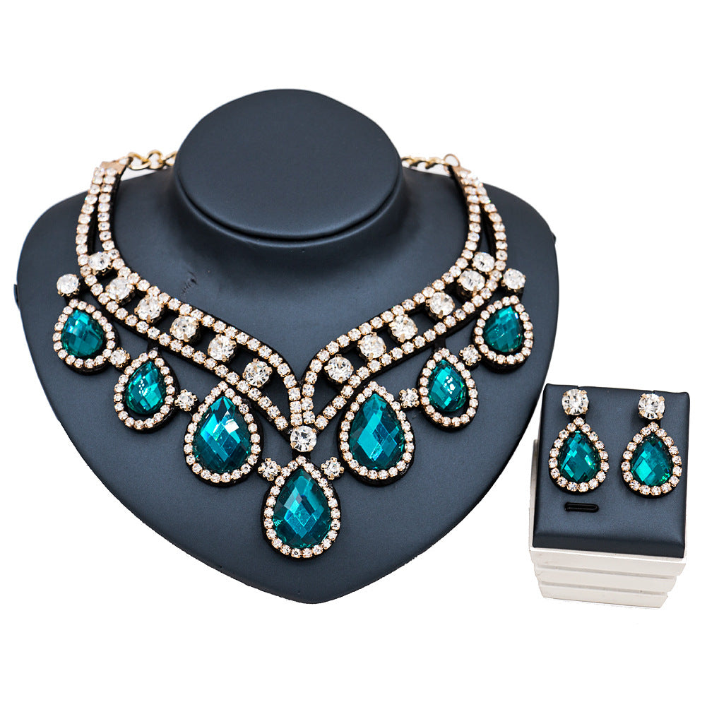 Colorful Exaggerated Bridal Necklace and Earring Set