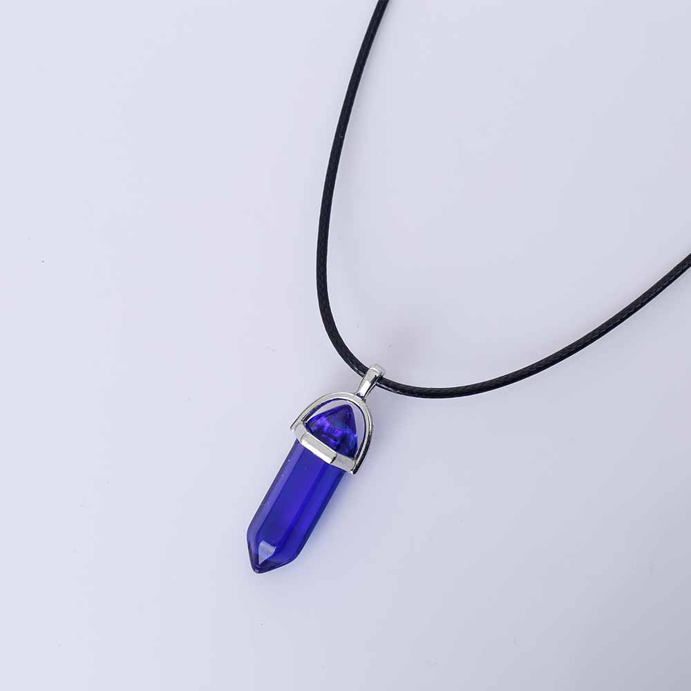 Hexagon Pendant Necklace with Natural Stone Tips