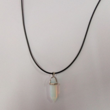 Hexagon Pendant Necklace with Natural Stone Tips