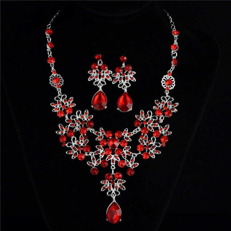 New Bride Necklace Red Set for Wedding Dress Accessories