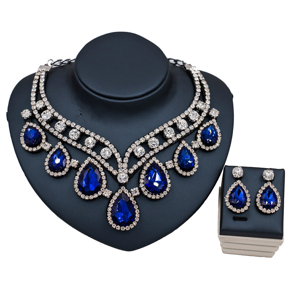 Colorful Exaggerated Bridal Necklace and Earring Set
