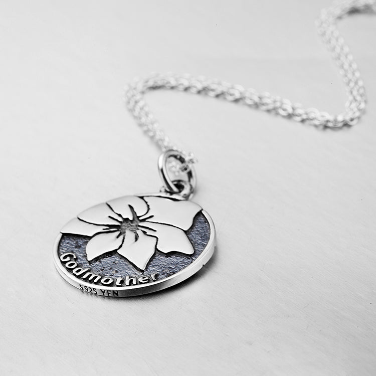 925 Silver Round Flower Pendant Necklace for Women