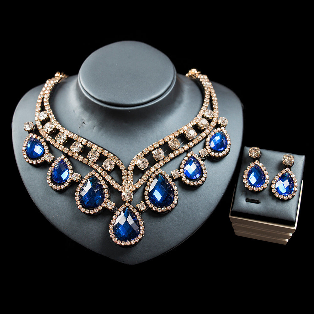 Colorful Exaggerated Bridal Necklace and Earring Set