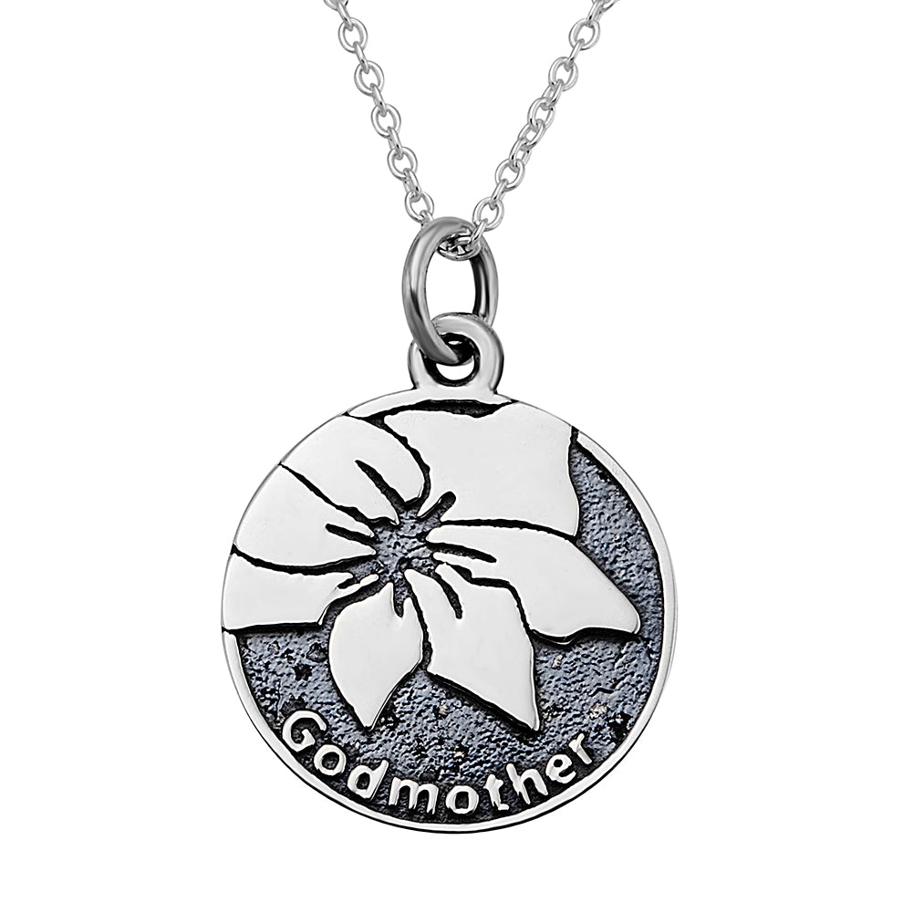 925 Silver Round Flower Pendant Necklace for Women
