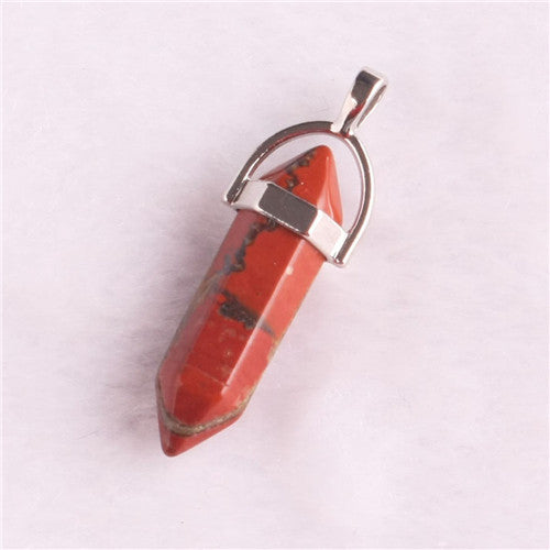 Natural Stone Crystal Agate Bullet Hexagonal Pendant
