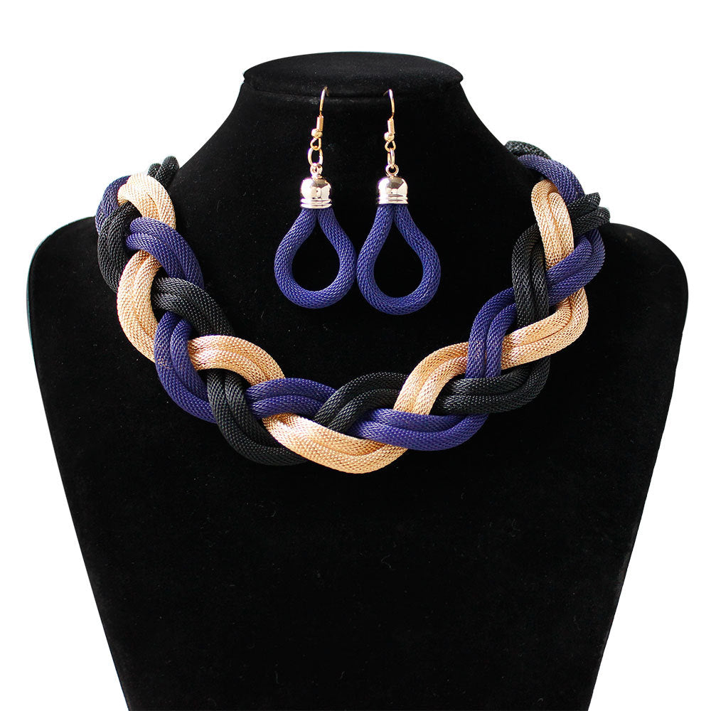 Handmade Bohemian Woven Rope Necklace Set