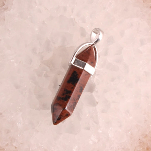 Quartz Point Pendant Natural Stone Bullet Hexagonal Necklace