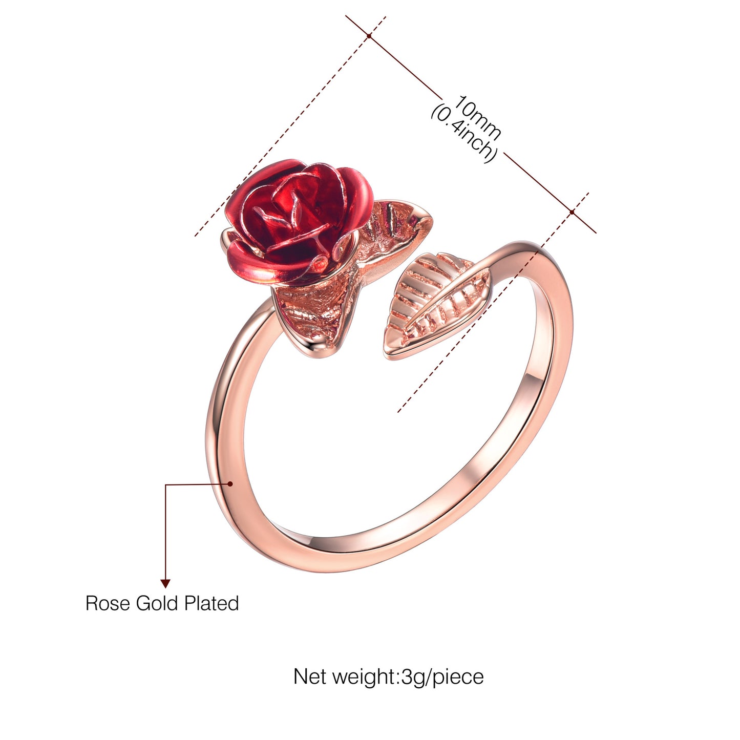 Adjustable Open Rose Flower Ring
