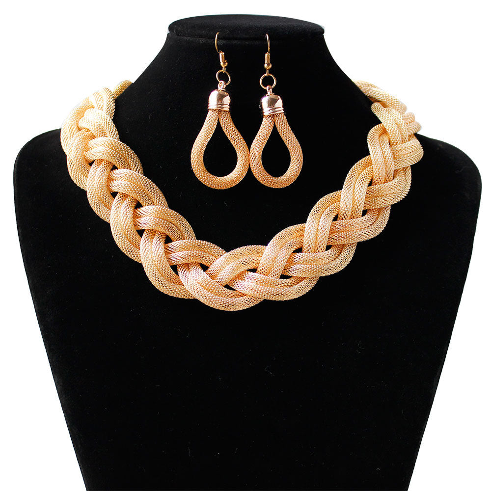 Handmade Bohemian Woven Rope Necklace Set