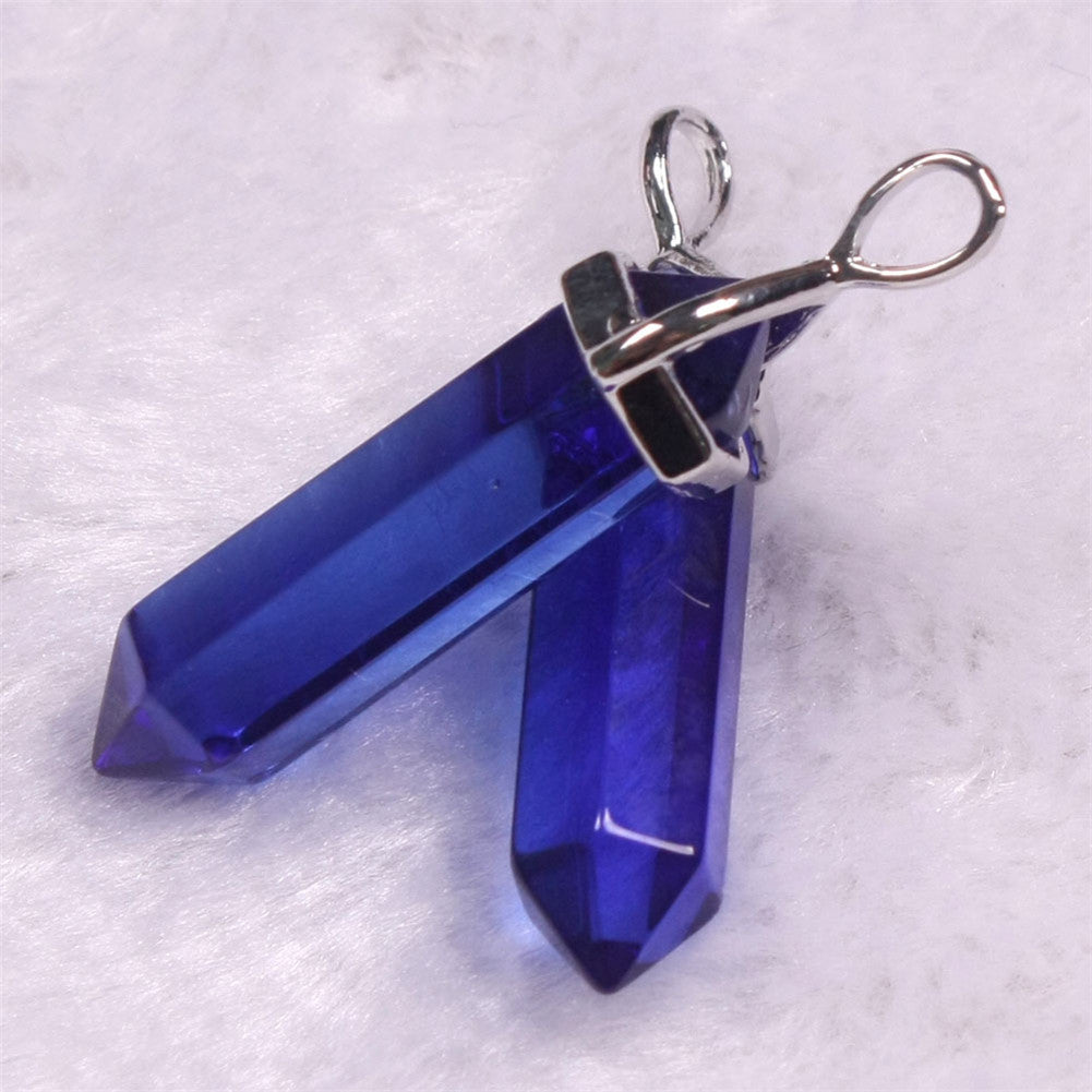 Quartz Point Pendant Natural Stone Bullet Hexagonal Necklace
