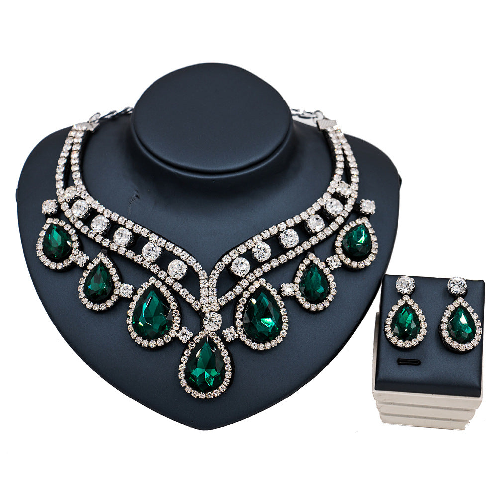 Colorful Exaggerated Bridal Necklace and Earring Set