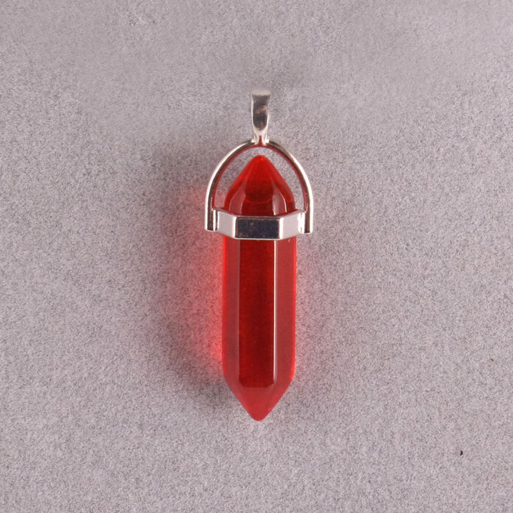 Quartz Point Pendant Natural Stone Bullet Hexagonal Necklace
