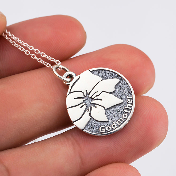 925 Silver Round Flower Pendant Necklace for Women