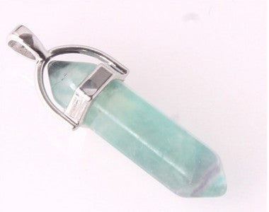Natural Stone Crystal Agate Bullet Hexagonal Pendant