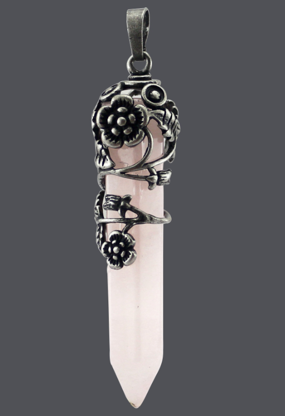 Natural Stone Crystal Hexagonal Pendant Necklace