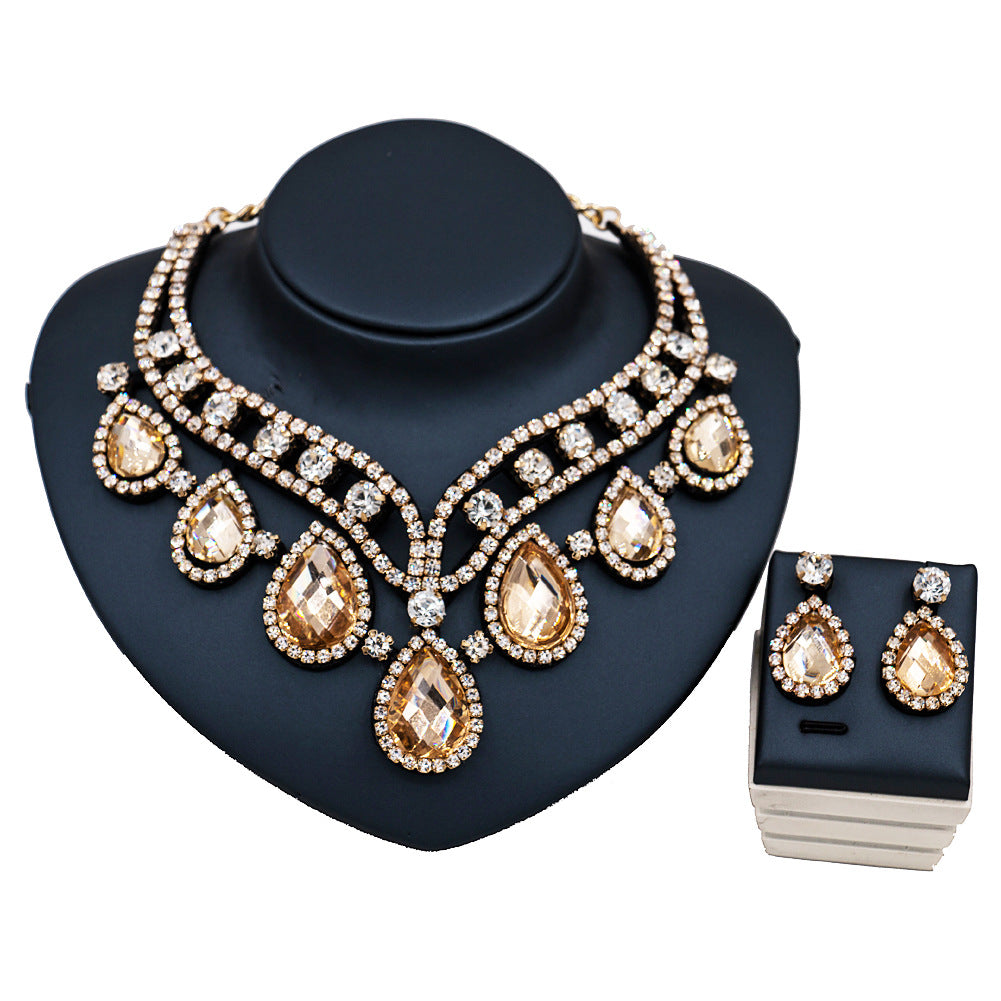 Colorful Exaggerated Bridal Necklace and Earring Set