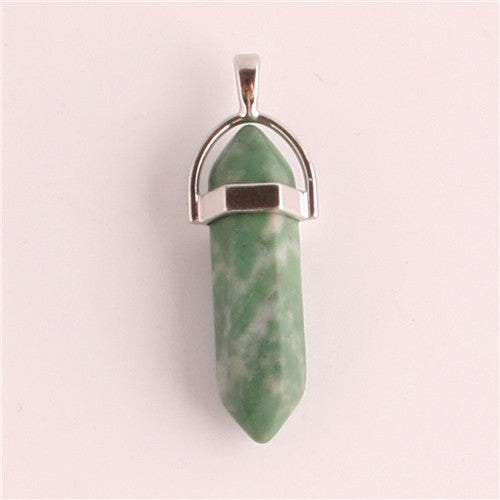 Natural Stone Crystal Agate Bullet Hexagonal Pendant