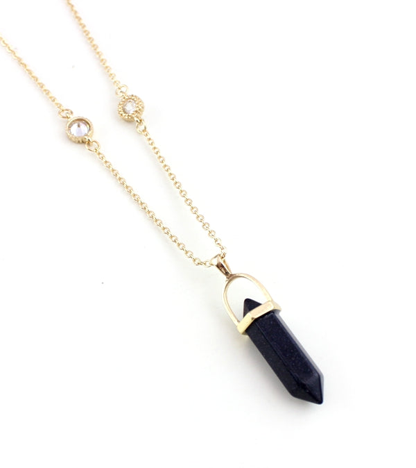 Colorful Natural Stone Hexagonal Pendant Necklace