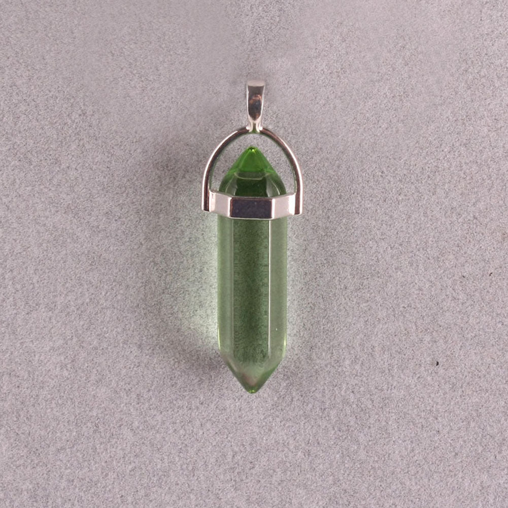Quartz Point Pendant Natural Stone Bullet Hexagonal Necklace