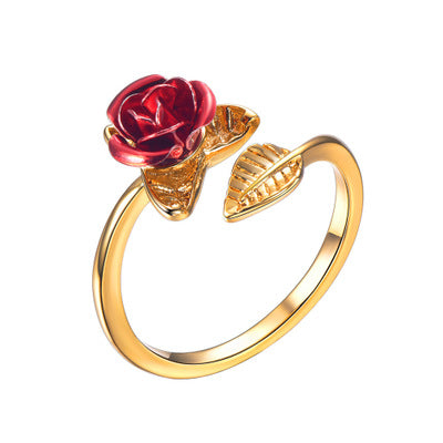 Adjustable Open Rose Flower Ring
