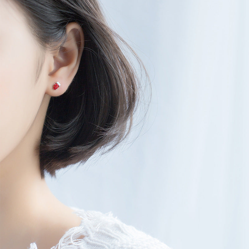 S925 Silver Earrings with Asymmetric Christmas Design