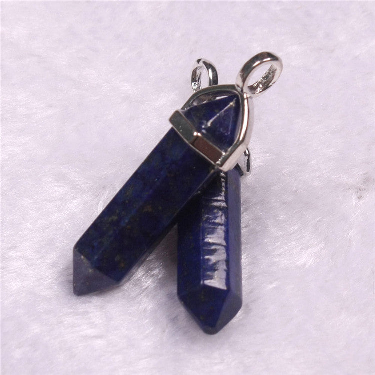 Natural Stone Crystal Agate Bullet Hexagonal Pendant