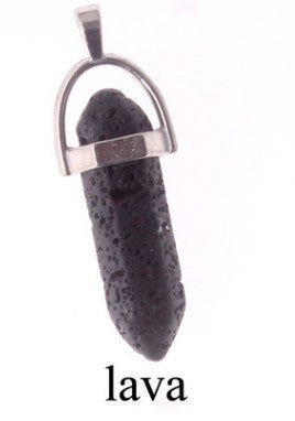 Natural Stone Crystal Agate Bullet Hexagonal Pendant