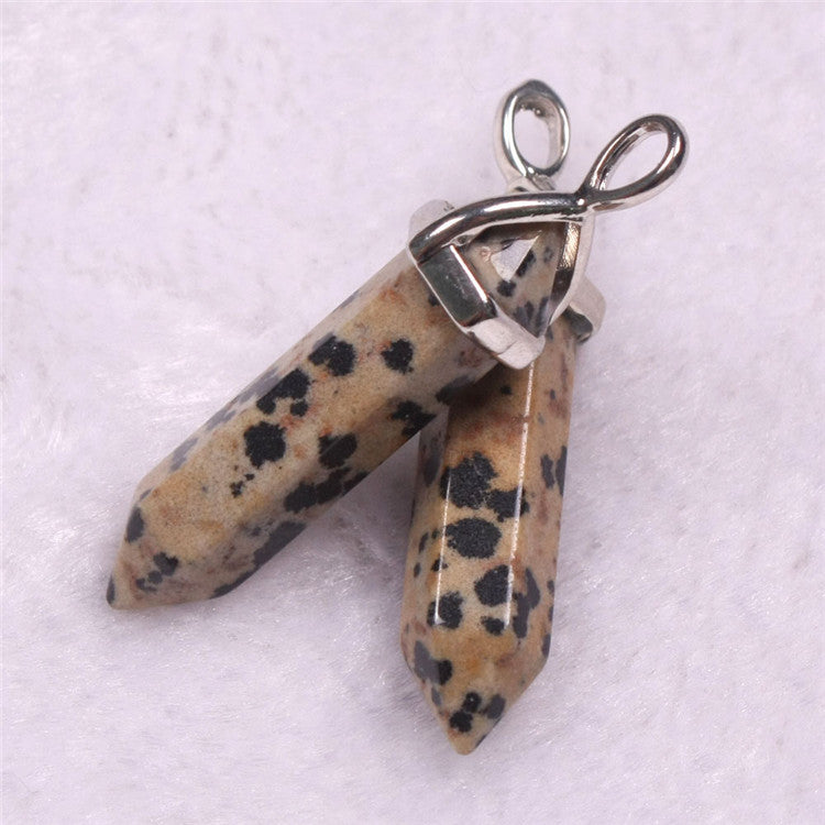 Natural Stone Crystal Agate Bullet Hexagonal Pendant