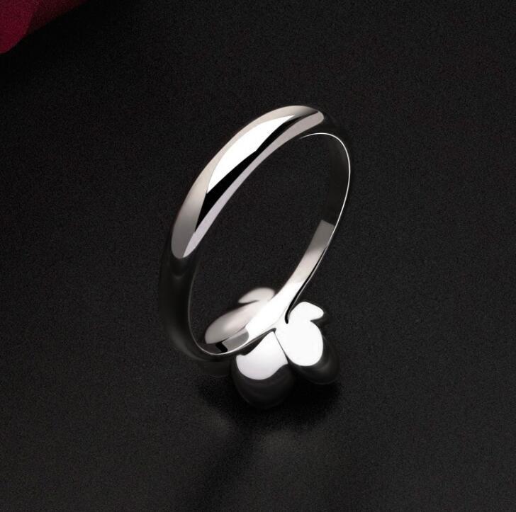 Black Rose Flower Ring, Fashion Floral Band, 925 Silver