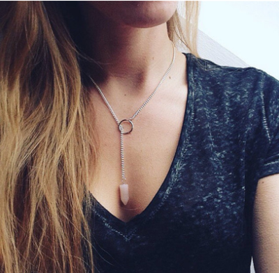 Natural Crystal Hexagonal Column Necklace