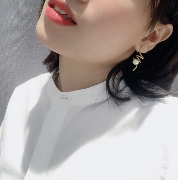 Spiral White Pearl Earrings and Studs