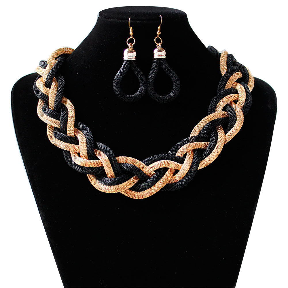 Handmade Bohemian Woven Rope Necklace Set