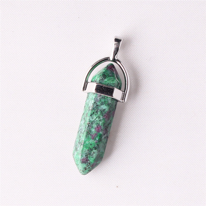 Quartz Point Pendant Natural Stone Bullet Hexagonal Necklace