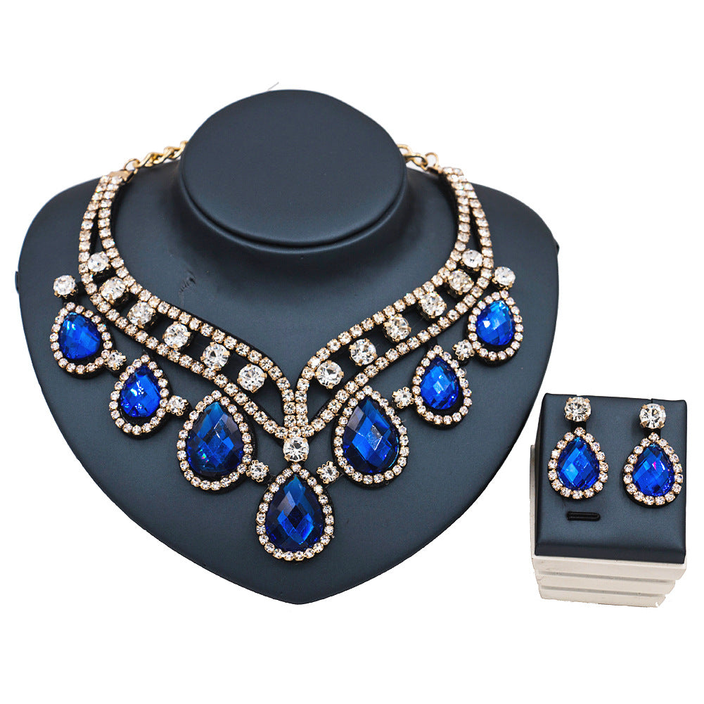 Colorful Exaggerated Bridal Necklace and Earring Set