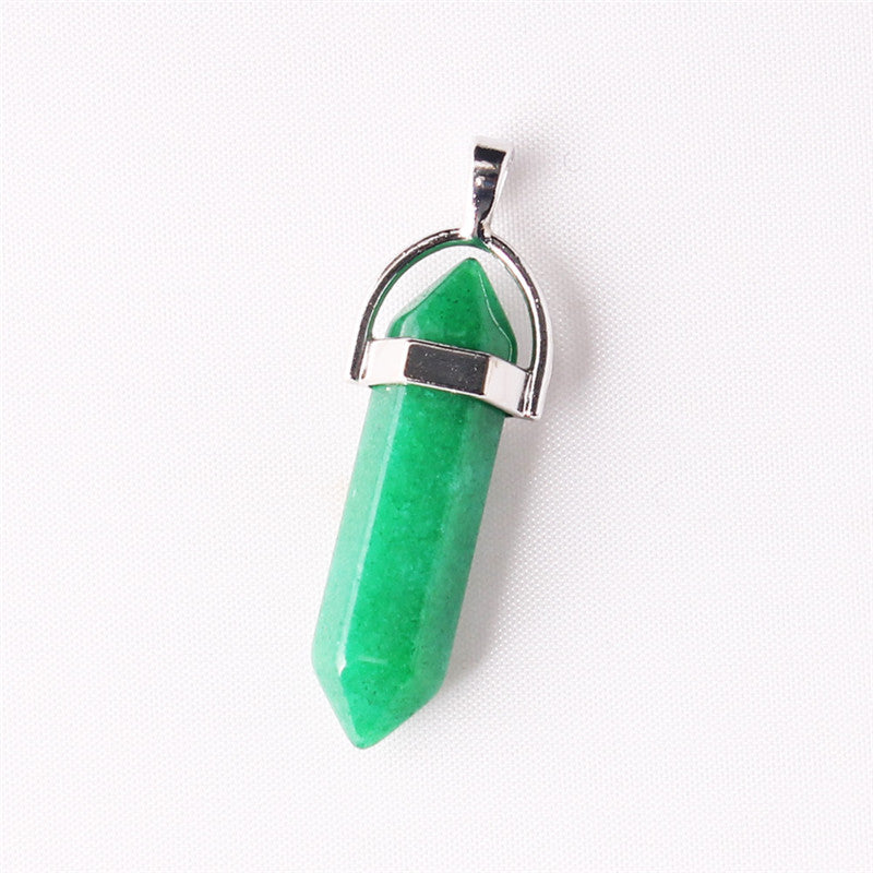 Natural Stone Crystal Agate Bullet Hexagonal Pendant