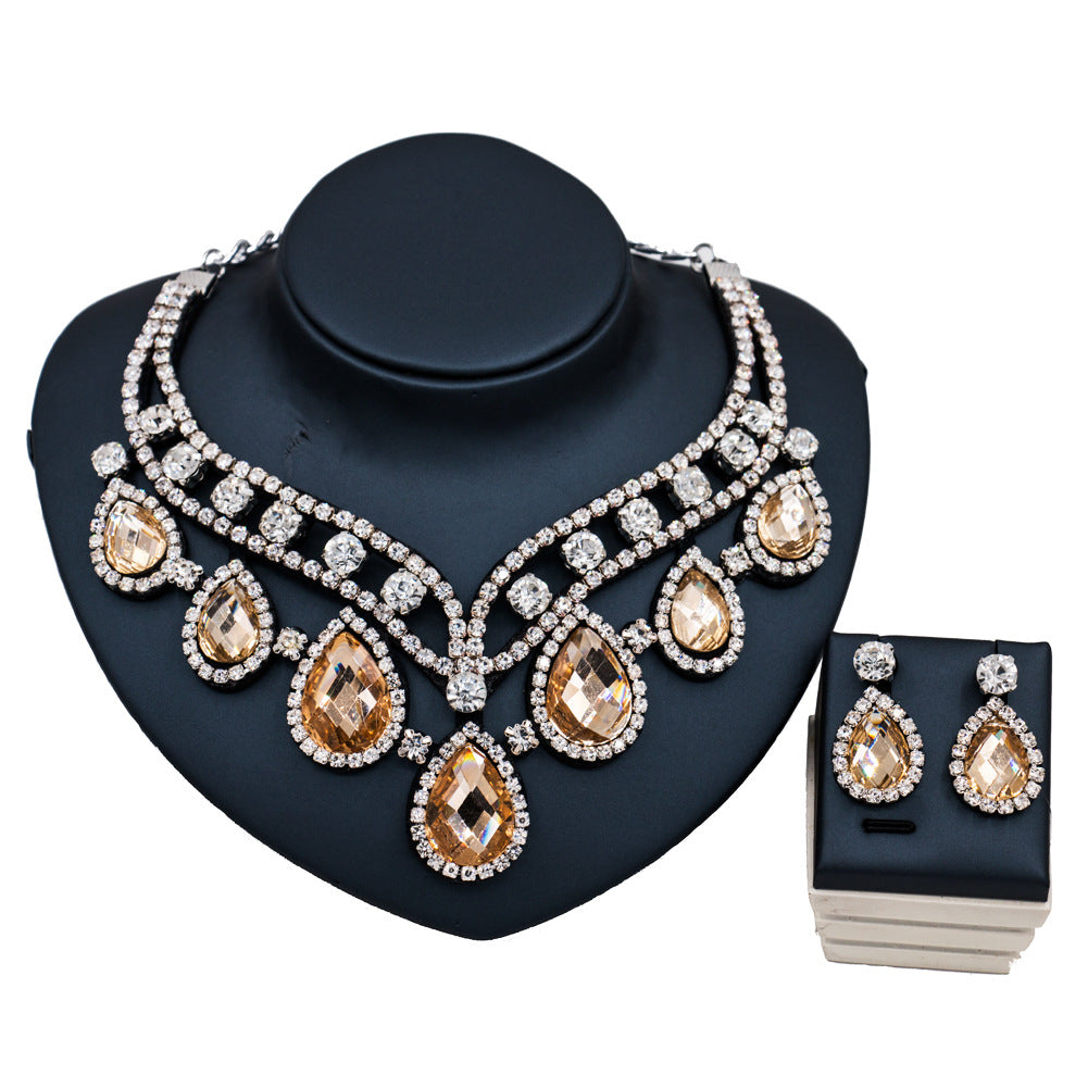 Colorful Exaggerated Bridal Necklace and Earring Set