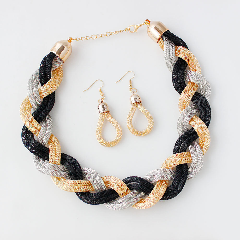 Handmade Bohemian Woven Rope Necklace Set