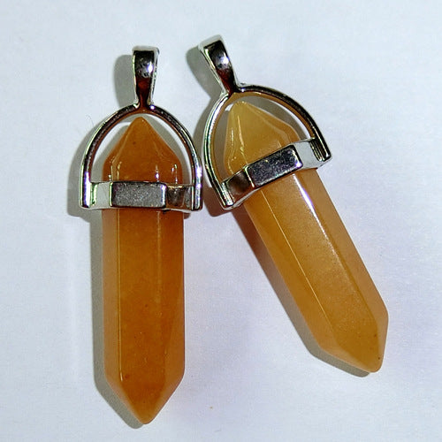 Natural Stone Crystal Agate Bullet Hexagonal Pendant
