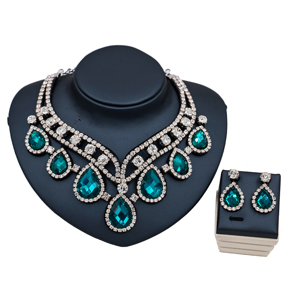 Colorful Exaggerated Bridal Necklace and Earring Set