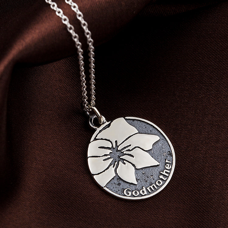 925 Silver Round Flower Pendant Necklace for Women