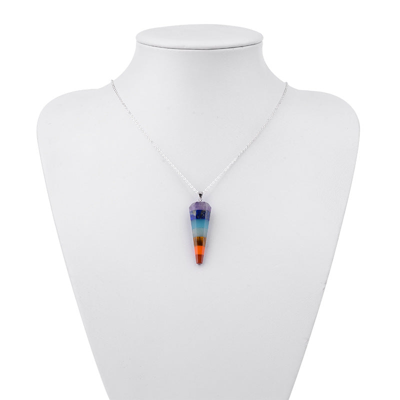 Hexagonal Chakra Pendant with Natural Stone Crystal